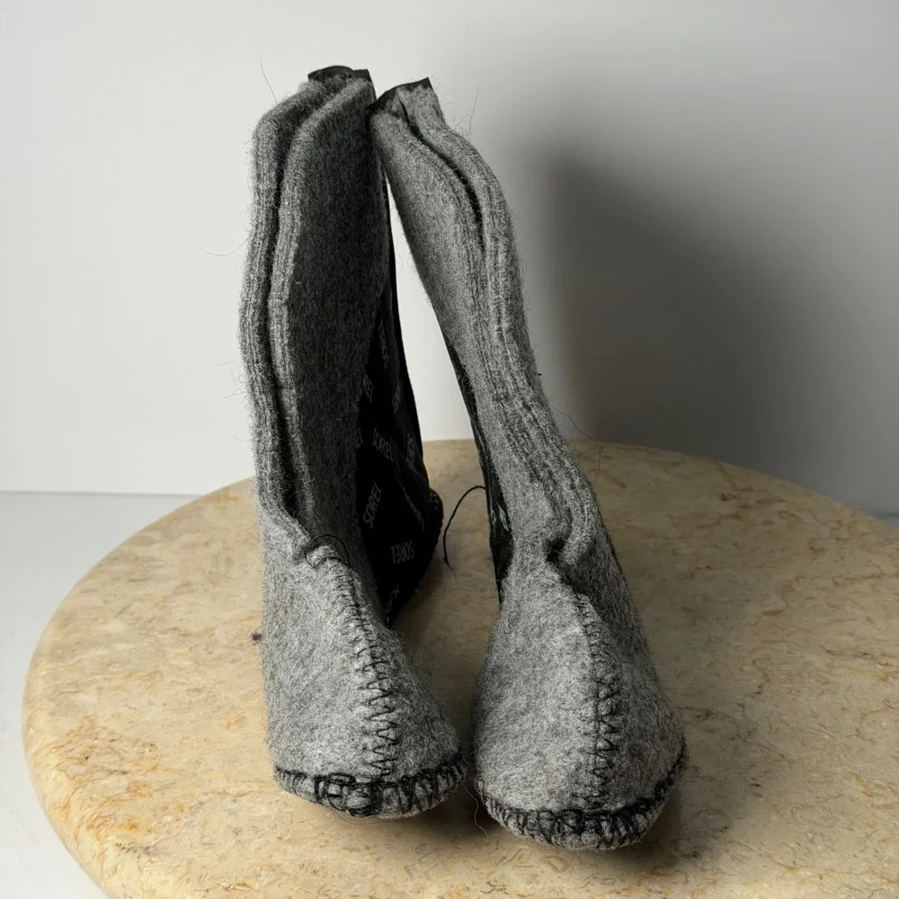 Vintage Sorel Boot Liners Kids Size 12 Gray Felt Insulated Canada Kaufman